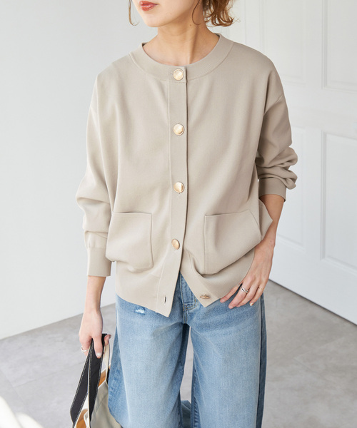 Spick & Span（スピックアンドスパン）の「《WEB限定 / 追加4》ウォッシャブクルーネックカーディガン（カーディガン/ボレロ・レディース・ブラック/ライトグレー・FREE）」の7枚目の写真