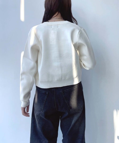 AS KNOW AS plus（アズノゥアズプラス）の「●パールボタン クルーネックカーディガン（カーディガン/ボレロ・レディース・ブラック/オフホワイト/グリーン/ホワイト×ブラック・FREE）」の21枚目の写真