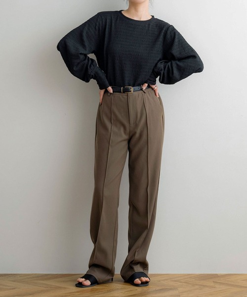NOAHL(ノアル)の「【NOAHL】センターシームストレートスリムパンツ(スラックス・レディース・イエロー系/ブラウン/グレイッシュベージュ・M/L)」の5枚目の写真