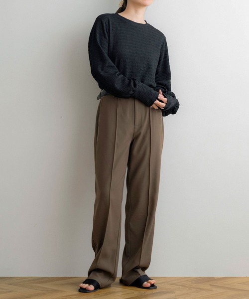 NOAHL(ノアル)の「【NOAHL】センターシームストレートスリムパンツ(スラックス・レディース・イエロー系/ブラウン/グレイッシュベージュ・M/L)」の7枚目の写真