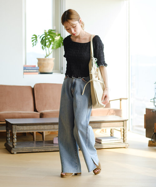 低身長サイズ追加/高身長サイズ/3サイズ展開/5色展開】デニムスリット