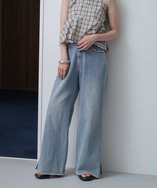 kastane ワイド スリット デニム パンツ セール】【低身長サイズ追加/高身長サイズ/3サイズ展開/5色展開