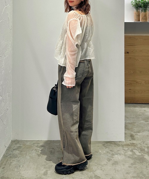 kastane デニムスリットワイドパンツ セール】【低身長サイズ追加/高身長サイズ/3サイズ展開/5色展開