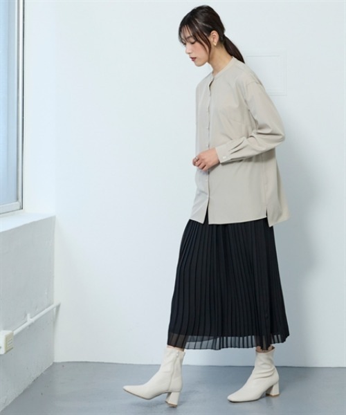 nissen(ニッセン)の「さらとろバンドカラーロングシャツ(防しわ・吸汗速乾)<大きいサイズ有>(シャツ/ブラウス・レディース・グレイッシュベージュ/セージグリーン/ブラック/オフホワイト・LL/S/M/L/3L)」の12枚目の写真