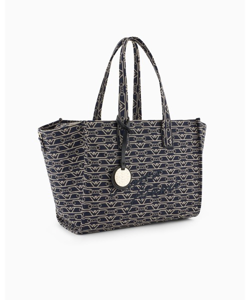【Emporio Armani】ジャカードモノグラム ショッパー/ミディアム エンポリオ アルマーニ】ショッパー ジャカードキャンバス