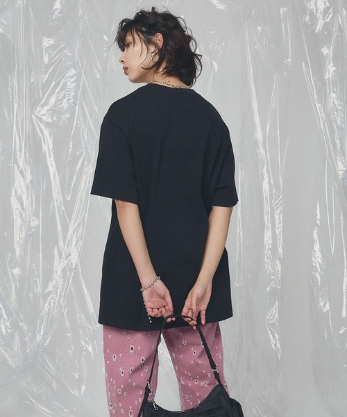 ELLEgirl（エルガール）の「アイリスプリントチュニックTシャツ【ELLEgirl/エルガール】（Tシャツ/カットソー・レディース・ブラック/ネイビー/オフホワイト・FREE）」の5枚目の写真