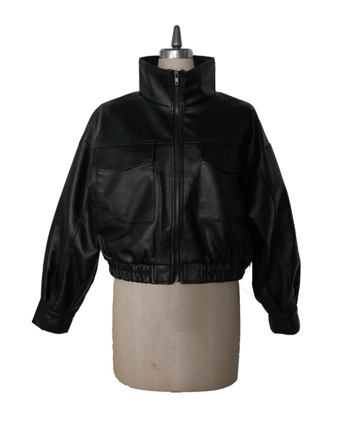 My shawty(マイシャウティー)の「f/leather short blouson(ブルゾン・レディース・ダークブラウン/ブラック・FREE)」の16枚目の写真