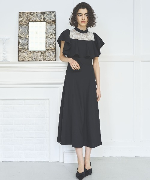 セール】2WAYフラワーレースケープドレス（ドレス）｜AND