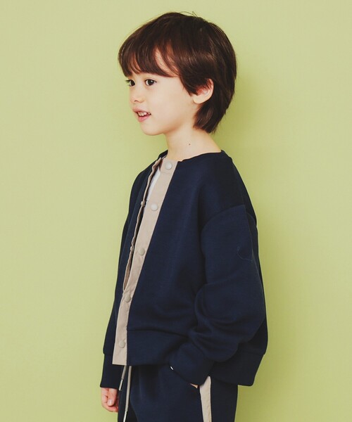 THE SHOP TK （ザ ショップ ティーケー ）の「【110-160】ダンボールスナップカーディガン/セットアップ可・洗濯機OK（カーディガン/ボレロ・キッズ・ネイビー/グレー/オリーブ・11/12/15 /13/14/16）」の9枚目の写真