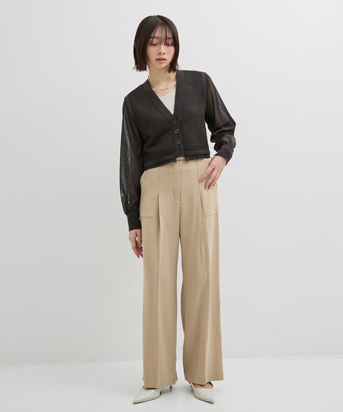 UNITED TOKYO（ユナイテッドトウキョウ）の「バックサテンベイカーパンツ｜ウォッシャブル/オフィスカジュアル/オケージョン/防シワ（その他パンツ・レディース・ベージュ/ブラック・1/2）」の11枚目の写真