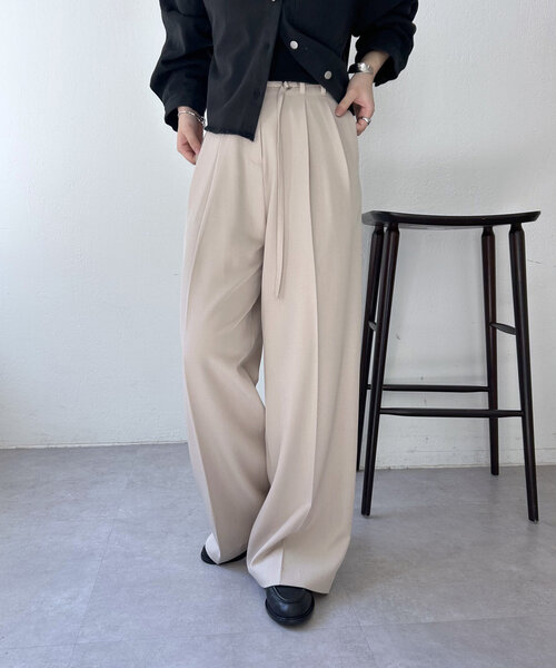 mystic（ミスティック）の「ベルト付き2タックパンツ（その他パンツ・レディース・ブラック/アイボリー/グリーン・1/2）」の6枚目の写真