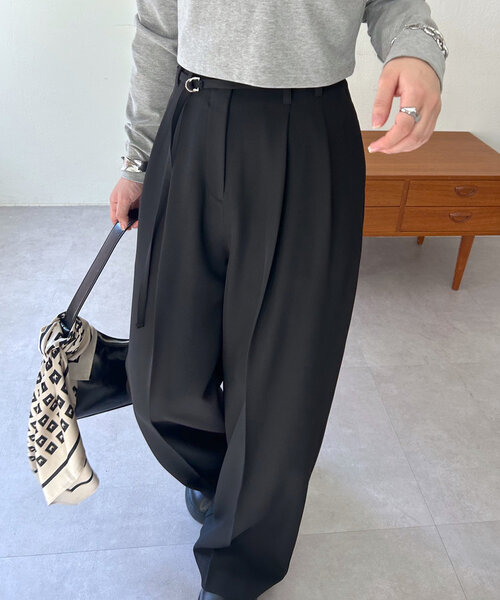 mystic（ミスティック）の「ベルト付き2タックパンツ（その他パンツ・レディース・ブラック/アイボリー/グリーン・1/2）」の14枚目の写真