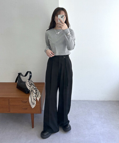 mystic（ミスティック）の「ベルト付き2タックパンツ（その他パンツ・レディース・ブラック/アイボリー/グリーン・1/2）」の15枚目の写真