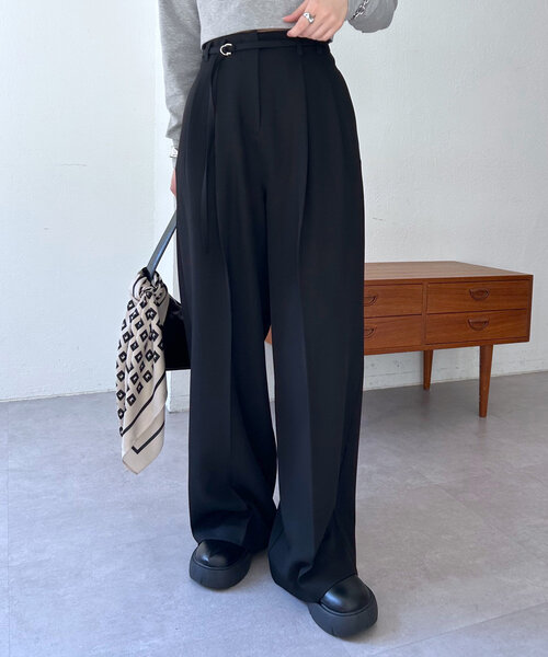 mystic（ミスティック）の「ベルト付き2タックパンツ（その他パンツ・レディース・ブラック/アイボリー/グリーン・1/2）」の16枚目の写真