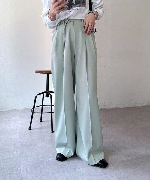 mystic（ミスティック）の「ベルト付き2タックパンツ（その他パンツ・レディース・ブラック/アイボリー/グリーン・1/2）」の18枚目の写真