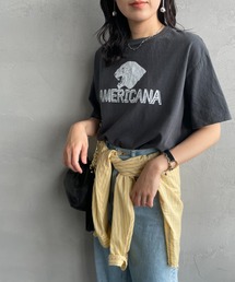 [Americana×JEANS FACTORY/アメリカーナ×ジーンズファクトリー] 別注 オゾンバイオ加工 ロゴプリントTシャツ