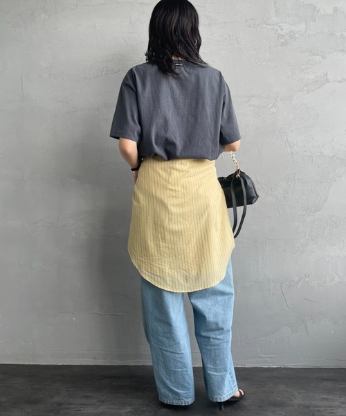 AMERICANA（アメリカーナ）の「[Americana×JEANS FACTORY/アメリカーナ×ジーンズファクトリー] 別注 オゾンバイオ加工 ロゴプリントTシャツ（Tシャツ/カットソー・レディース・ライトグレー/スミクロ・F）」の18枚目の写真