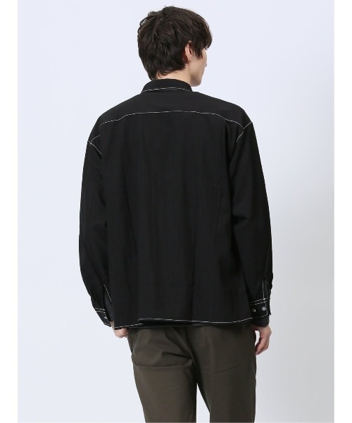 m.f.editorial（エムエフエディトリアル）の「【ストレッチ ハンドウォッシャブル】m.f.エディトリアル メンズ タスランステッチ レギュラーカラー長袖シャツ（シャツ/ブラウス・メンズ・ブラック/ライトグレー・LARGE/MEDIUM）」の12枚目の写真