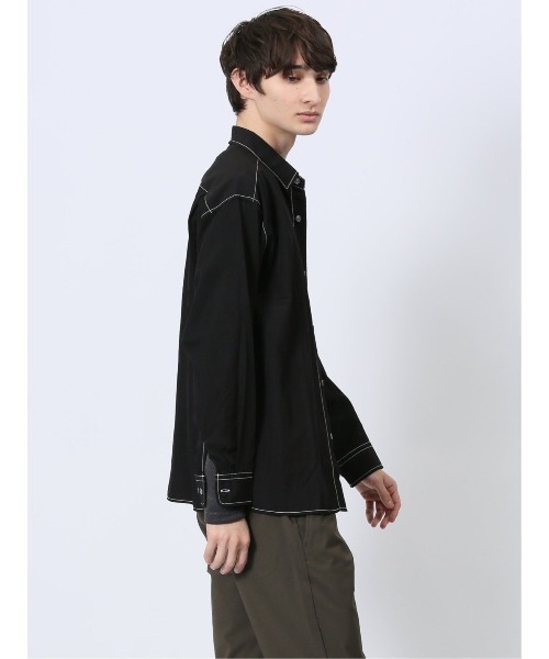 m.f.editorial（エムエフエディトリアル）の「【ストレッチ ハンドウォッシャブル】m.f.エディトリアル メンズ タスランステッチ レギュラーカラー長袖シャツ（シャツ/ブラウス・メンズ・ブラック/ライトグレー・LARGE/MEDIUM）」の13枚目の写真