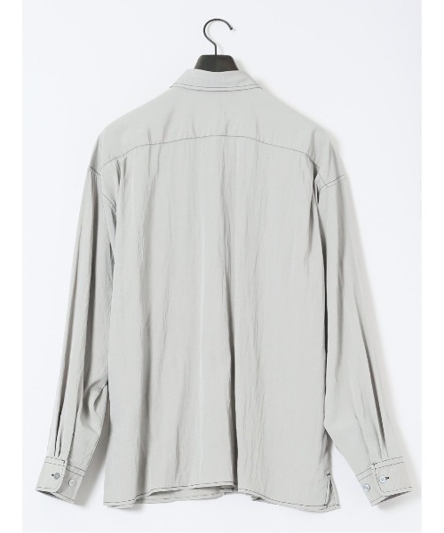 m.f.editorial（エムエフエディトリアル）の「【ストレッチ ハンドウォッシャブル】m.f.エディトリアル メンズ タスランステッチ レギュラーカラー長袖シャツ（シャツ/ブラウス・メンズ・ブラック/ライトグレー・LARGE/MEDIUM）」の15枚目の写真