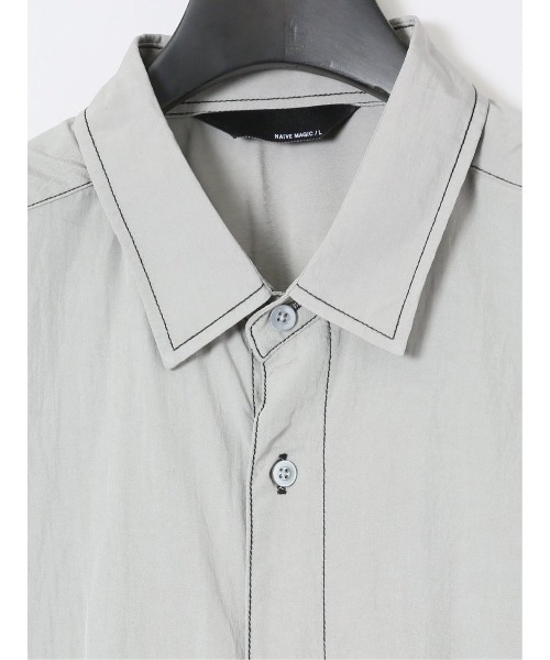 m.f.editorial（エムエフエディトリアル）の「【ストレッチ ハンドウォッシャブル】m.f.エディトリアル メンズ タスランステッチ レギュラーカラー長袖シャツ（シャツ/ブラウス・メンズ・ブラック/ライトグレー・LARGE/MEDIUM）」の16枚目の写真