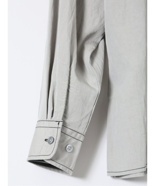 m.f.editorial（エムエフエディトリアル）の「【ストレッチ ハンドウォッシャブル】m.f.エディトリアル メンズ タスランステッチ レギュラーカラー長袖シャツ（シャツ/ブラウス・メンズ・ブラック/ライトグレー・LARGE/MEDIUM）」の17枚目の写真