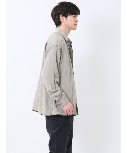 m.f.editorial（エムエフエディトリアル）の「【ストレッチ ハンドウォッシャブル】m.f.エディトリアル メンズ タスランステッチ レギュラーカラー長袖シャツ（シャツ/ブラウス・メンズ・ブラック/ライトグレー・LARGE/MEDIUM）」の19枚目の写真