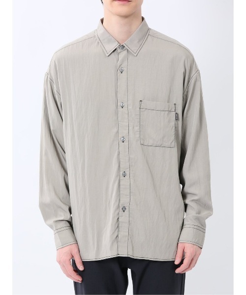 m.f.editorial（エムエフエディトリアル）の「【ストレッチ ハンドウォッシャブル】m.f.エディトリアル メンズ タスランステッチ レギュラーカラー長袖シャツ（シャツ/ブラウス・メンズ・ブラック/ライトグレー・LARGE/MEDIUM）」の21枚目の写真