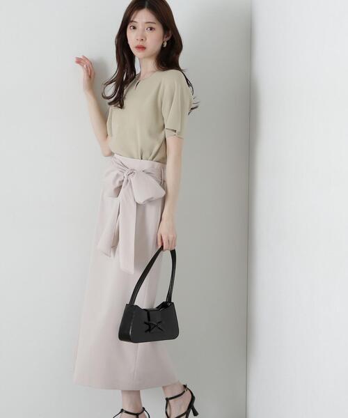 PROPORTION BODY DRESSING(プロポーションボディドレッシング)の「ビッグリボンナロースカート / 1215120307(スカート・レディース・ダークグレー/イエロー/ベージュ・SMALL/MEDIUM)」の1枚目の写真