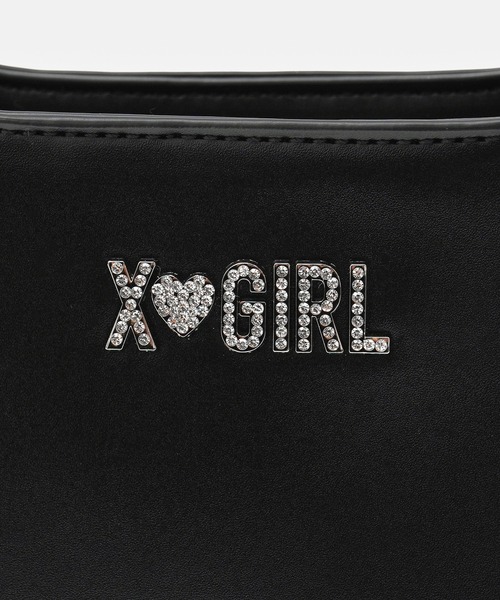 X-girl（エックスガール）の「RHINESTONE LABEL HANDBAG（ハンドバッグ・レディース・ブラック/ベージュ・ONE SIZE）」の13枚目の写真