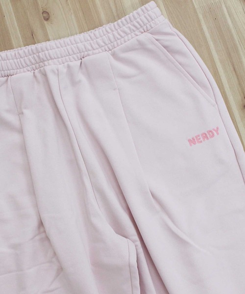 セール】NERDY ステッチロゴワイドスウェットパンツ STITCH LOGO