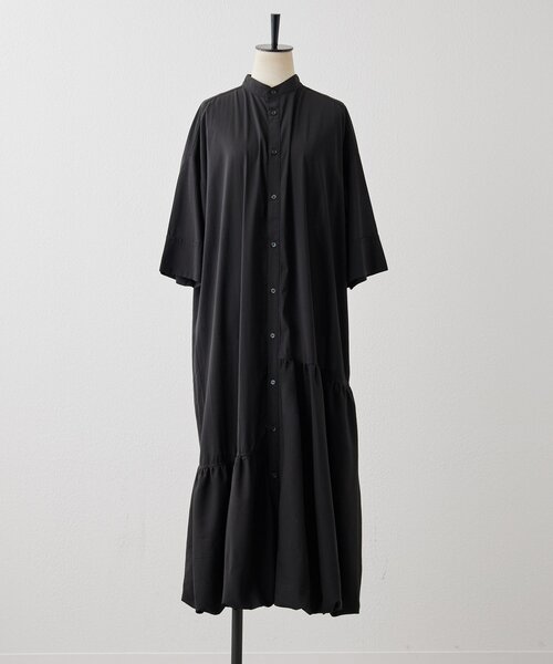 ear PAPILLONNER(イアパピヨネ)の「裾バルーン半袖シャツワンピース【SUM1 STYLE(スミスタイル)】(ワンピース・レディース・ブラック・FREE)」の8枚目の写真