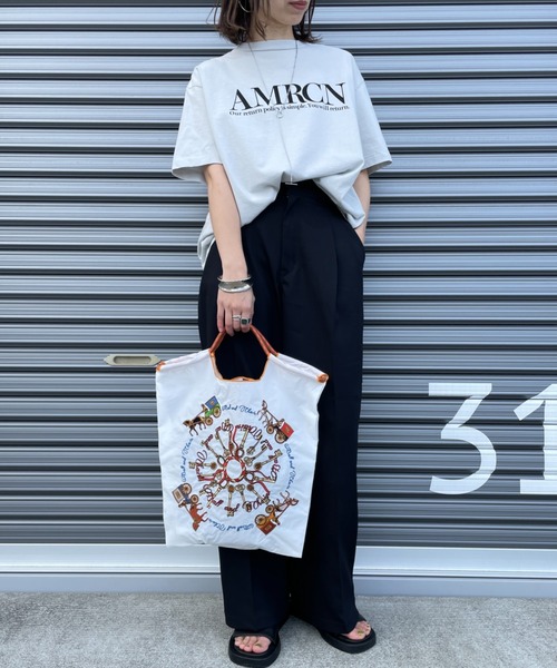 Ball&Chain（ボールアンドチェーン）の「[BALL&CHAIN/ボールアンドチェーン] KEY&CARRIAGE 刺繍デザインナイロントートバッグ（トートバッグ・レディース・オレンジ/ホワイト・M）」の7枚目の写真