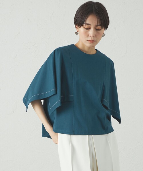 CAST:（キャストコロン）の「【接触冷感/抗菌防臭/白化軽減】レイヤードカットソー（Tシャツ/カットソー・レディース・ブラック/ライトイエロー/ホワイト/グリーン系その他3・M）」の4枚目の写真