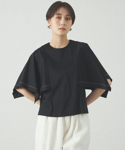 CAST:（キャストコロン）の「【接触冷感/抗菌防臭/白化軽減】レイヤードカットソー（Tシャツ/カットソー・レディース・ブラック/ライトイエロー/ホワイト/グリーン系その他3・M）」の3枚目の写真