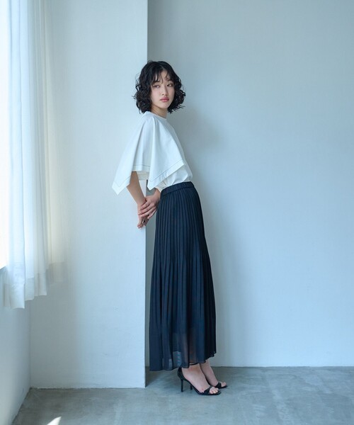 CAST:（キャストコロン）の「【接触冷感/抗菌防臭/白化軽減】レイヤードカットソー（Tシャツ/カットソー・レディース・ブラック/ライトイエロー/ホワイト/グリーン系その他3・M）」の5枚目の写真