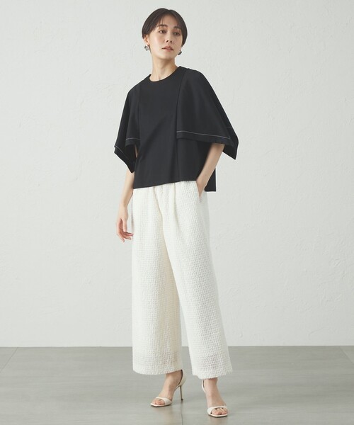 CAST:（キャストコロン）の「【接触冷感/抗菌防臭/白化軽減】レイヤードカットソー（Tシャツ/カットソー・レディース・ブラック/ライトイエロー/ホワイト/グリーン系その他3・M）」の7枚目の写真