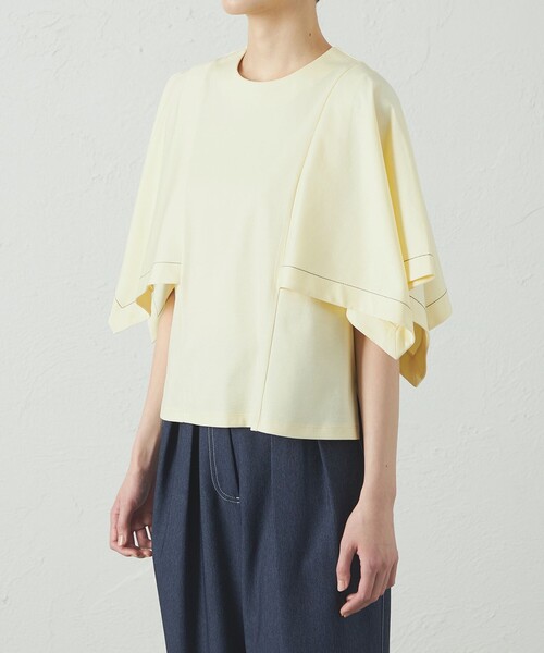 CAST:（キャストコロン）の「【接触冷感/抗菌防臭/白化軽減】レイヤードカットソー（Tシャツ/カットソー・レディース・ブラック/ライトイエロー/ホワイト/グリーン系その他3・M）」の11枚目の写真