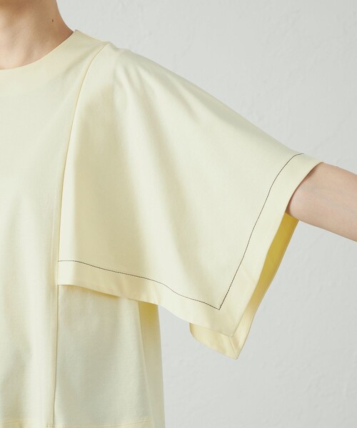 CAST:（キャストコロン）の「【接触冷感/抗菌防臭/白化軽減】レイヤードカットソー（Tシャツ/カットソー・レディース・ブラック/ライトイエロー/ホワイト/グリーン系その他3・M）」の13枚目の写真