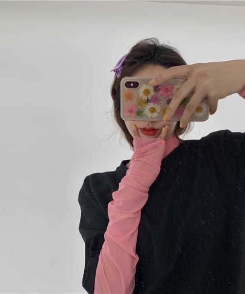 CELENA BEATS(セレナビーツ)の「シャーリング シアー メッシュ タートル トップス(Tシャツ/カットソー・レディース・ホワイト/ブラック/グリーン/ブルー/パープル/イエロー/ピンク・FREE)」の17枚目の写真