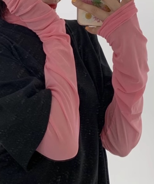 CELENA BEATS(セレナビーツ)の「シャーリング シアー メッシュ タートル トップス(Tシャツ/カットソー・レディース・ホワイト/ブラック/グリーン/ブルー/パープル/イエロー/ピンク・FREE)」の16枚目の写真