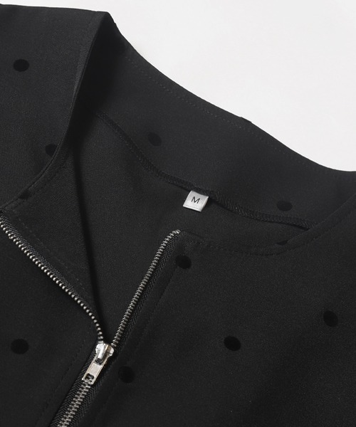 coca（coca）（コカ）の「フロッキードットフレアジャケット（ブルゾン・レディース・ブラック・L/M）」の10枚目の写真
