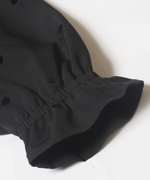 coca（coca）（コカ）の「フロッキードットフレアジャケット（ブルゾン・レディース・ブラック・L/M）」の11枚目の写真