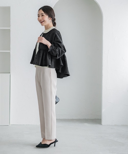 coca（coca）（コカ）の「フロッキードットフレアジャケット（ブルゾン・レディース・ブラック・L/M）」の4枚目の写真