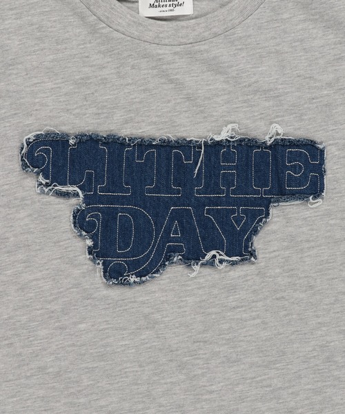 SPINNS(スピンズ)の「半袖オーバーサイズTシャツ/デニムワッペン(Tシャツ/カットソー・レディース・ブラック/オフホワイト/杢グレー/ベージュ/ピンク・ONESIZE)」の12枚目の写真