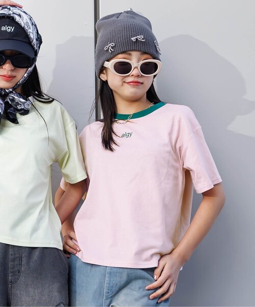 algy（アルジー）の「algyシシュウリンガー半袖T（Tシャツ/カットソー・キッズ・オレンジ/ミント/ライム/ピンク/オフホワイト/ブラック・SMALL/MEDIUM/X-SMALL/XX-SMALL）」の5枚目の写真