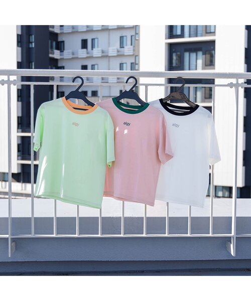 algy（アルジー）の「algyシシュウリンガー半袖T（Tシャツ/カットソー・キッズ・オレンジ/ミント/ライム/ピンク/オフホワイト/ブラック・SMALL/MEDIUM/X-SMALL/XX-SMALL）」の12枚目の写真