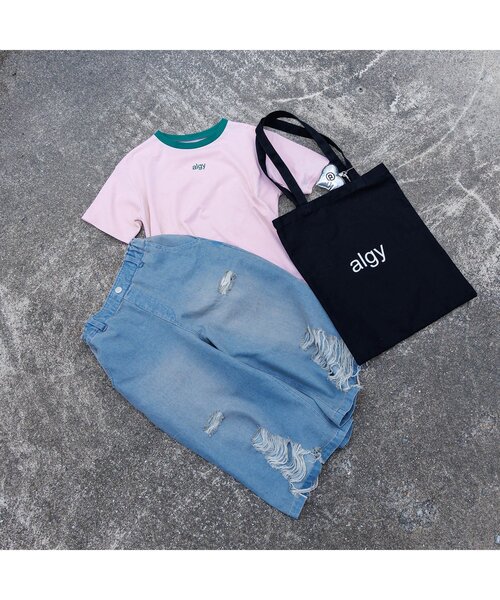 algy（アルジー）の「algyシシュウリンガー半袖T（Tシャツ/カットソー・キッズ・オレンジ/ミント/ライム/ピンク/オフホワイト/ブラック・SMALL/MEDIUM/X-SMALL/XX-SMALL）」の13枚目の写真