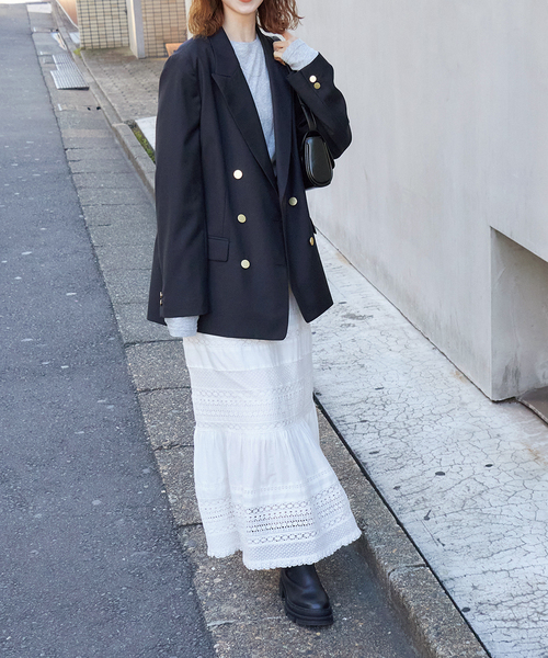 JOURNAL STANDARD（ジャーナルスタンダード）の「《追加3》ダブルブレステッドジャケット（テーラードジャケット・レディース・ブラック/ネイビー・36/38）」の5枚目の写真