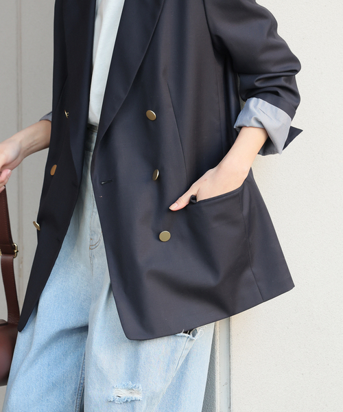 JOURNAL STANDARD（ジャーナルスタンダード）の「《追加3》ダブルブレステッドジャケット（テーラードジャケット・レディース・ブラック/ネイビー・36/38）」の13枚目の写真